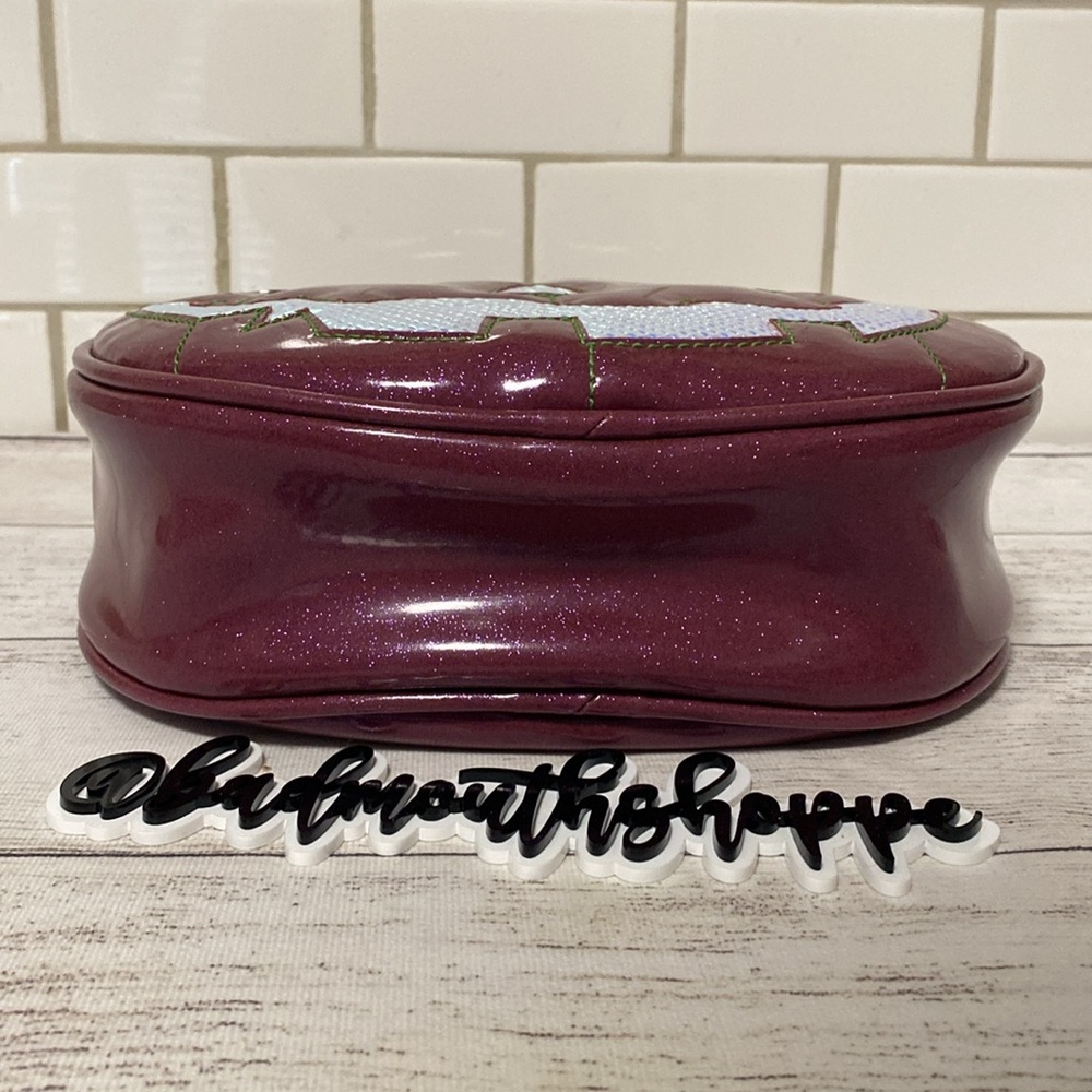 *RARE Love Pain & Stitches Maroon Glitter and Holo Face Happy Face Pumpkin Purse - Picture 7 of 11